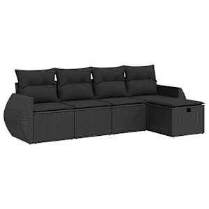 vidaXL 5-osaline aiadiivanikomplekt patjadega, must, pol&uuml;rotang