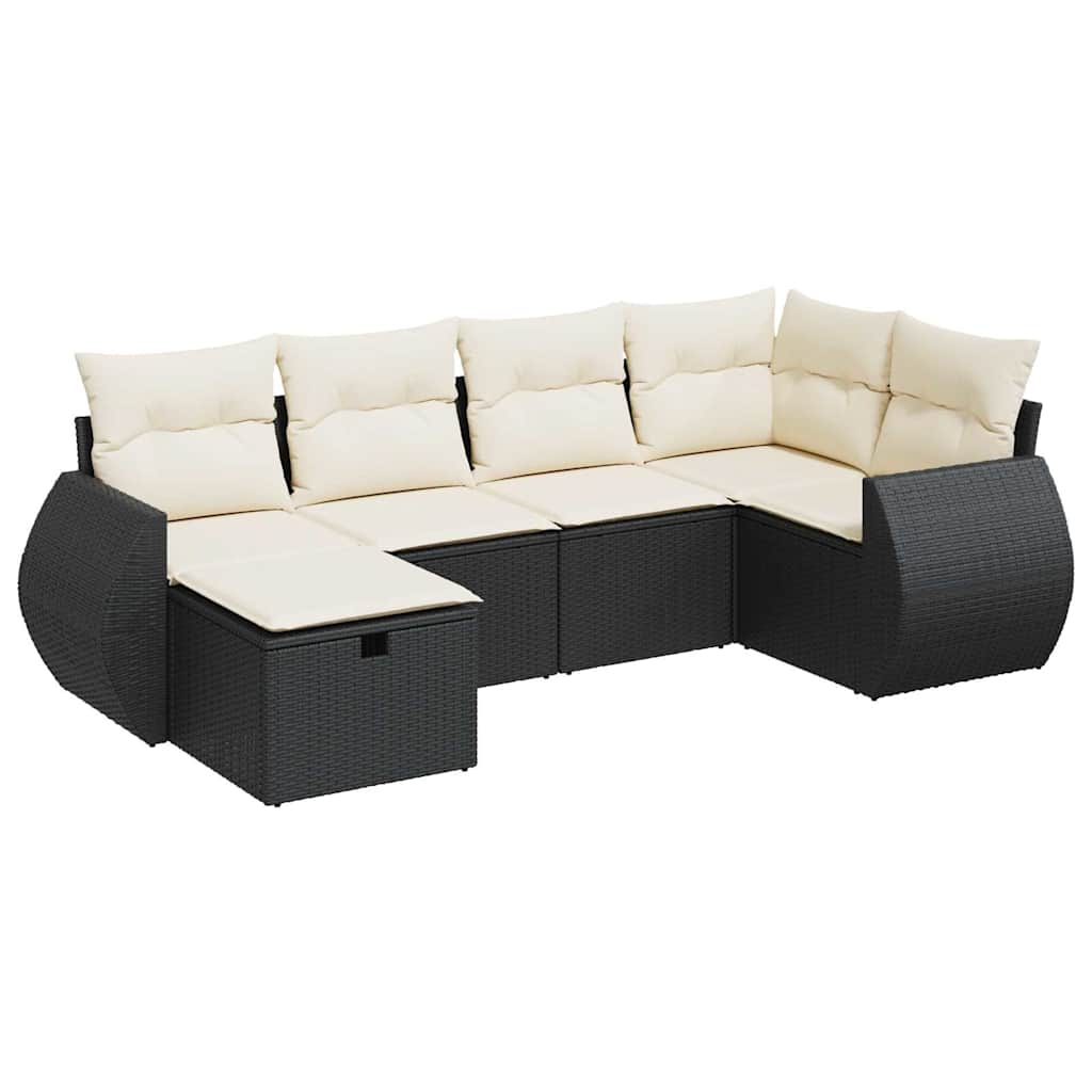 Thumbnail - vidaXL 6-tlg. Garten-Sofagarnitur mit Kissen Schwarz Poly Rattan