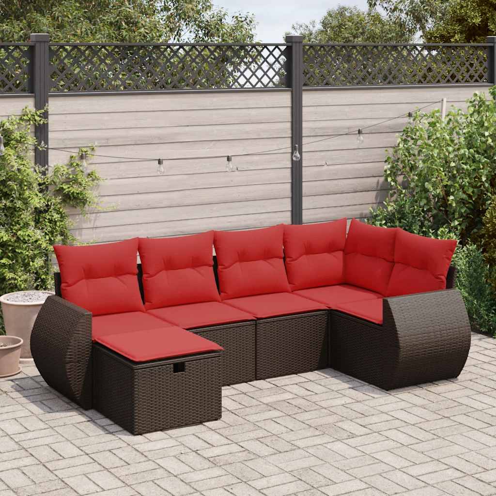 vidaXL Set canapele de grădină cu perne, 6 piese, maro, poliratan