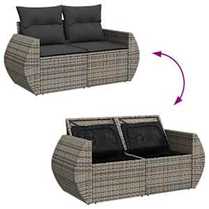 7dílná zahradní sedací souprava s poduškami šedá polyratan - obrázek 10