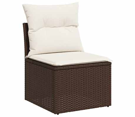 vidaXL 7-tlg. Garten-Sofagarnitur mit Kissen Braun Poly Rattan