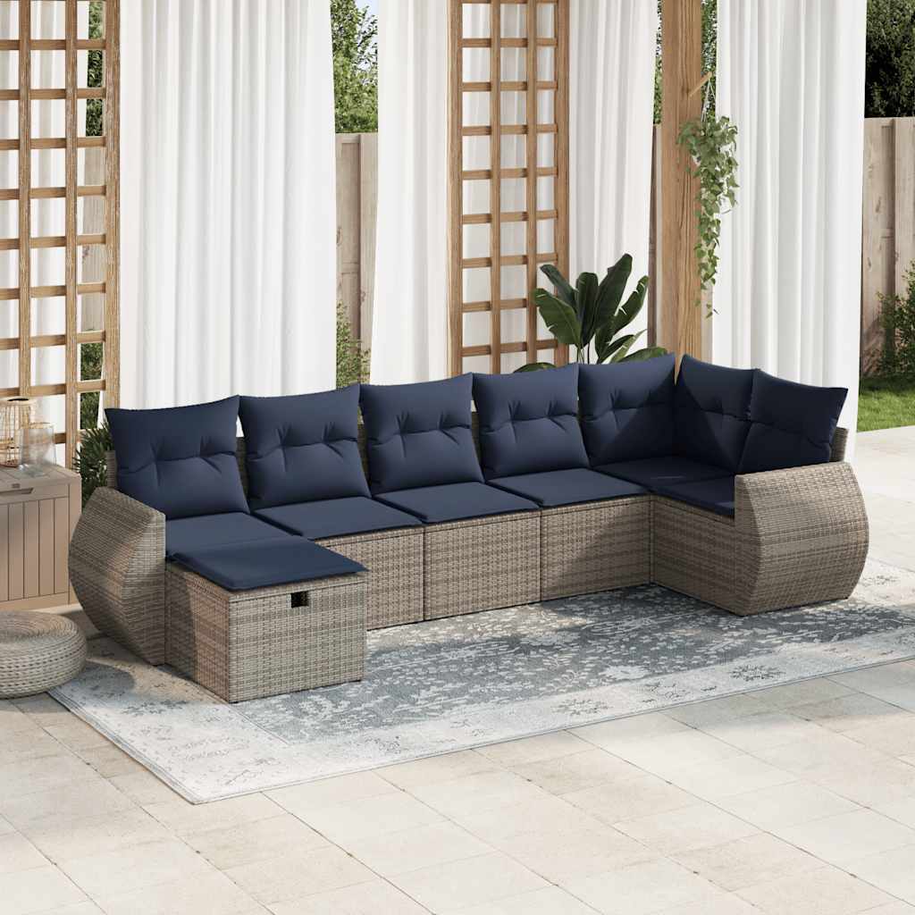 7-dijelni set vrtnih sofa sivi od poliratana