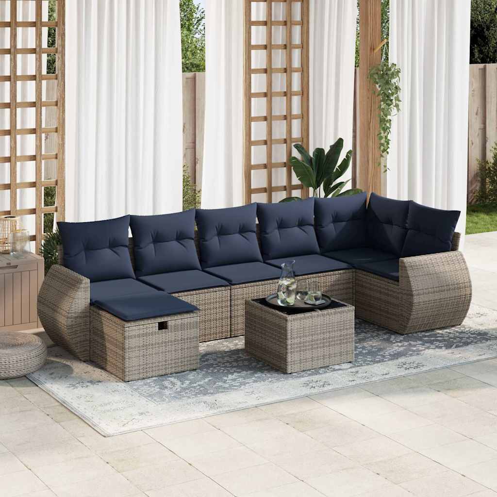 vidaXL Set canapele de grădină cu perne, 8 piese, gri, poliratan