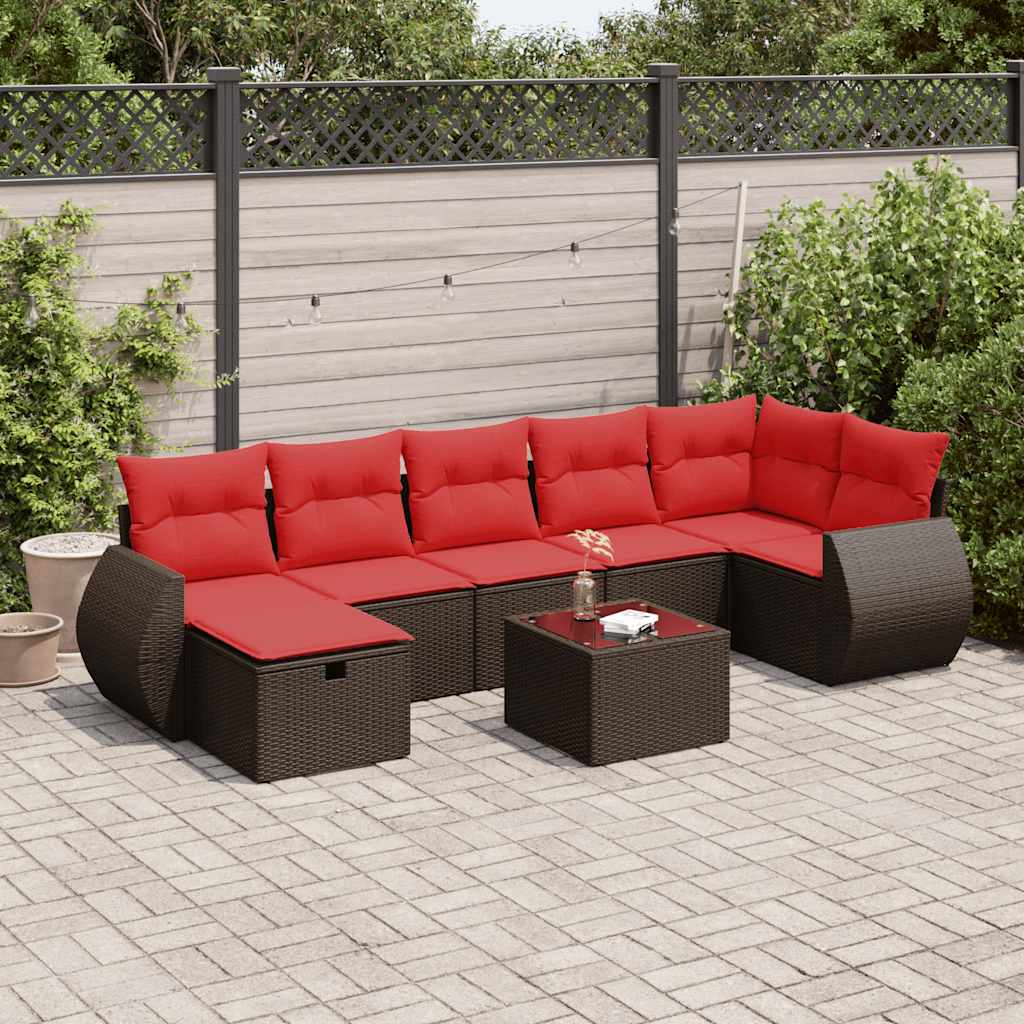 vidaXL Set canapele de grădină cu perne, 8 piese, maro, poliratan