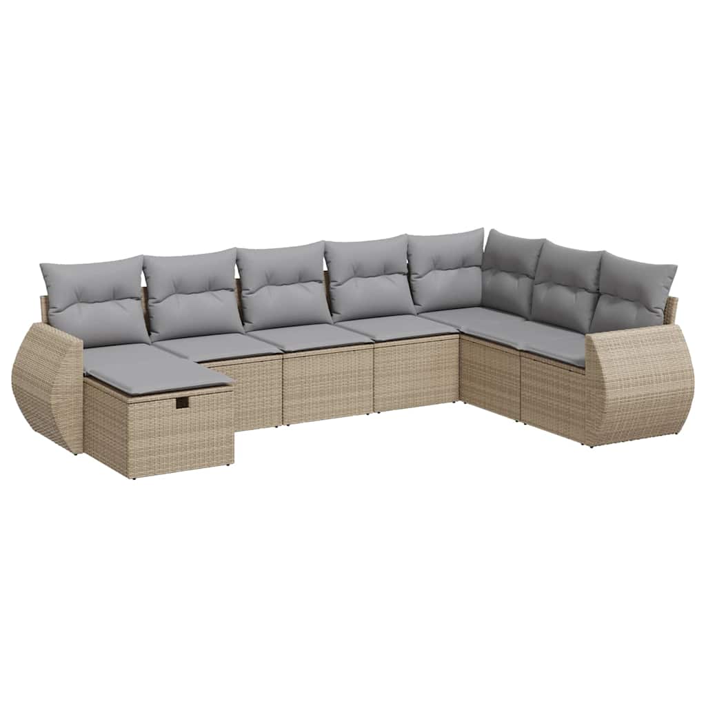 Thumbnail - vidaXL 8-tlg. Garten-Sofagarnitur mit Kissen Beige Poly Rattan