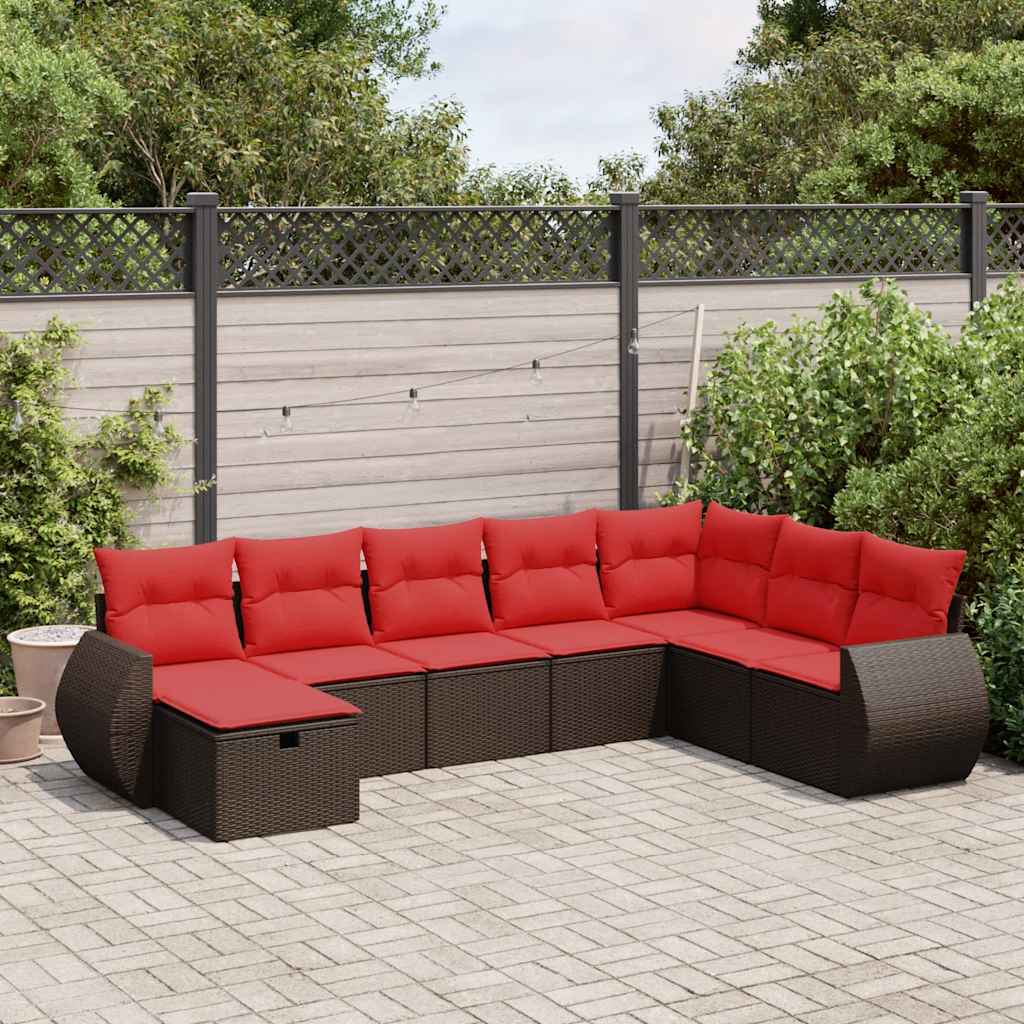 vidaXL Set canapele de grădină cu perne, 8 piese, maro, poliratan