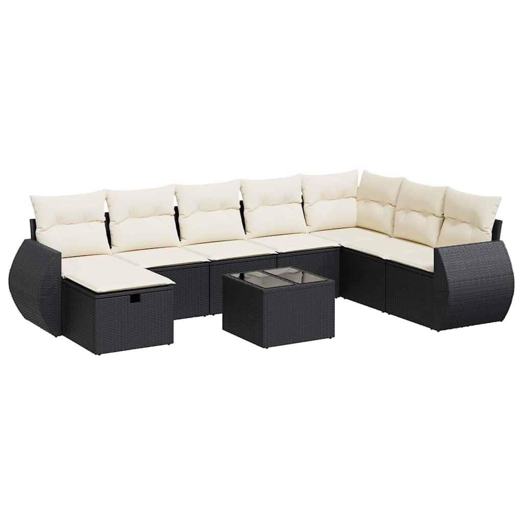 Thumbnail - vidaXL 9-tlg. Garten-Sofagarnitur mit Kissen Schwarz Poly Rattan