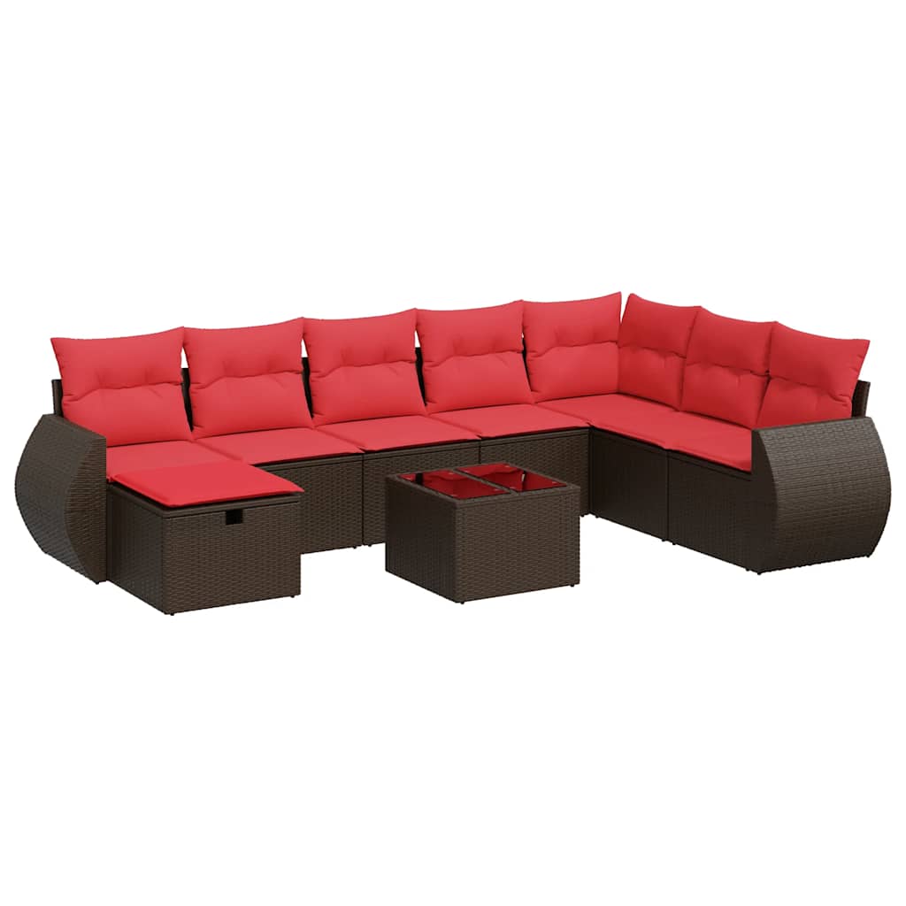 Thumbnail - vidaXL 9-tlg. Garten-Sofagarnitur mit Kissen Braun Poly Rattan