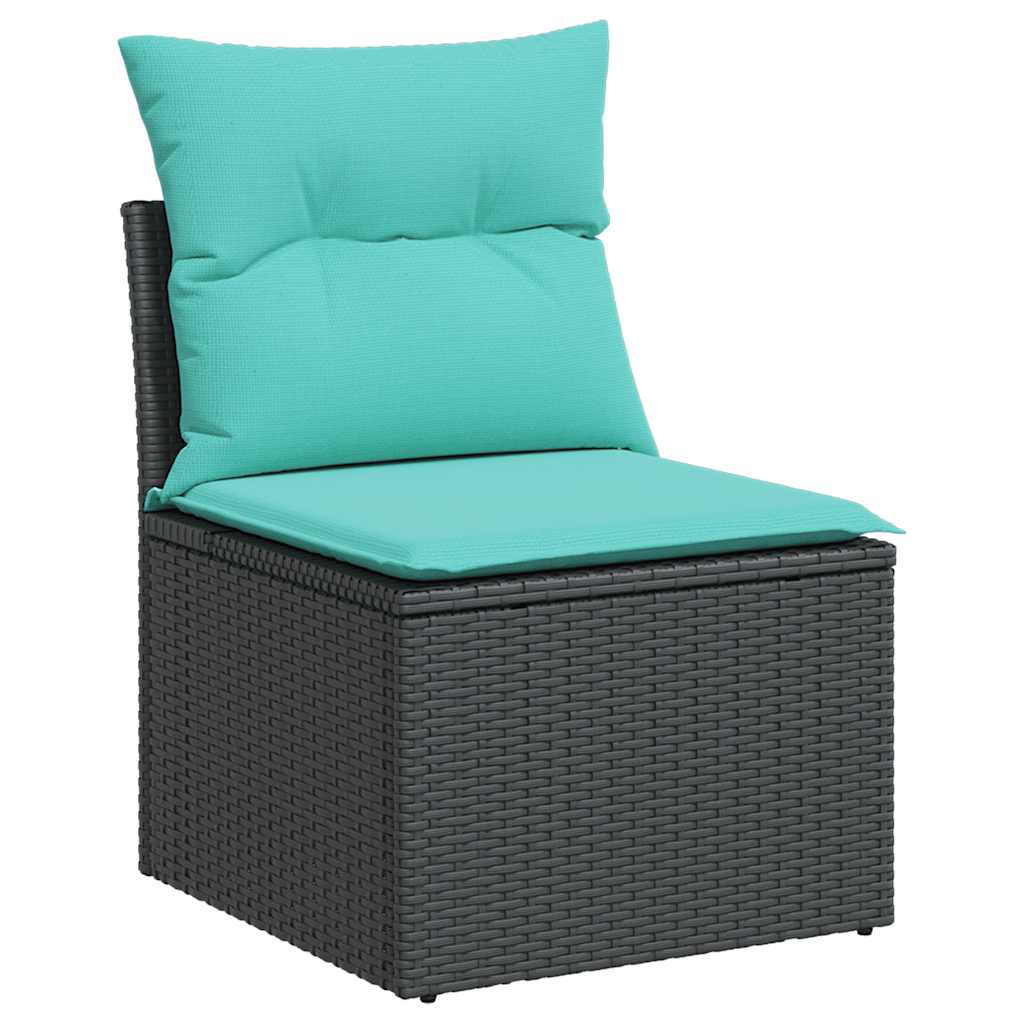 vidaXL 4-delige Loungeset met kussens poly rattan zwart