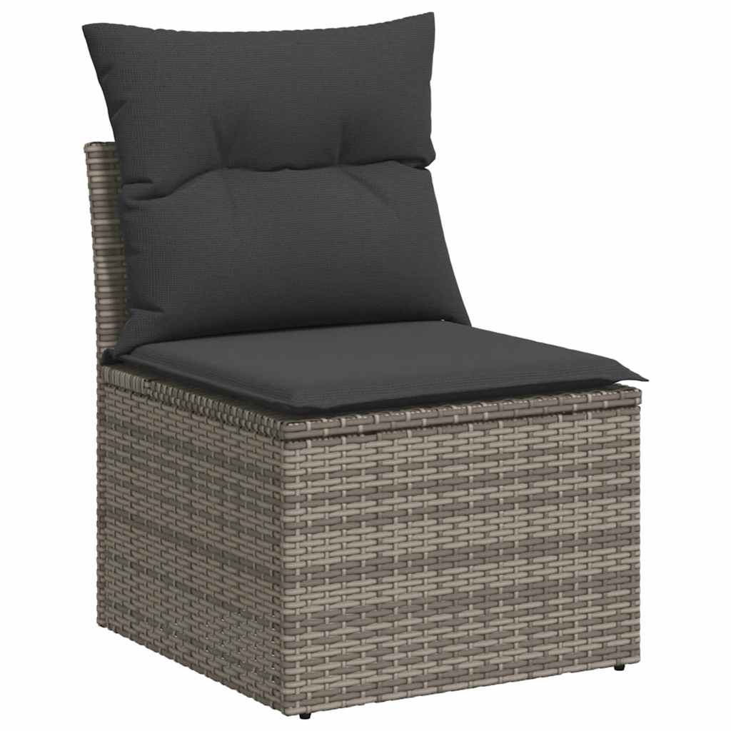 vidaXL 4-delige Loungeset met kussens poly rattan grijs