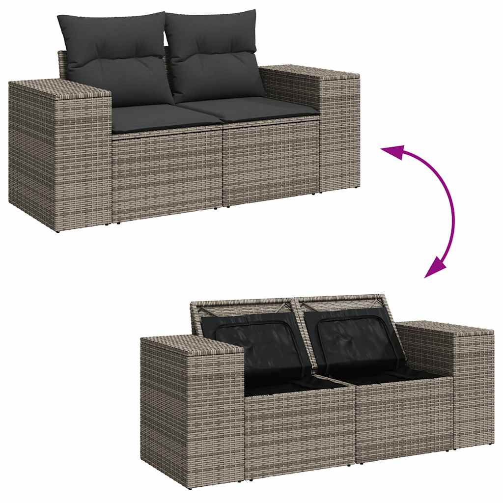 4 Piece Garden Sofa Set with Cushions Grey Poly Rattan 3325656