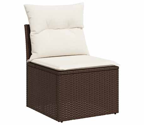 vidaXL 5-tlg. Garten-Sofagarnitur mit Kissen Braun Poly Rattan