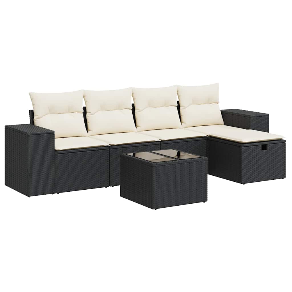 Thumbnail - vidaXL 6-tlg. Garten-Sofagarnitur mit Kissen Schwarz Poly Rattan