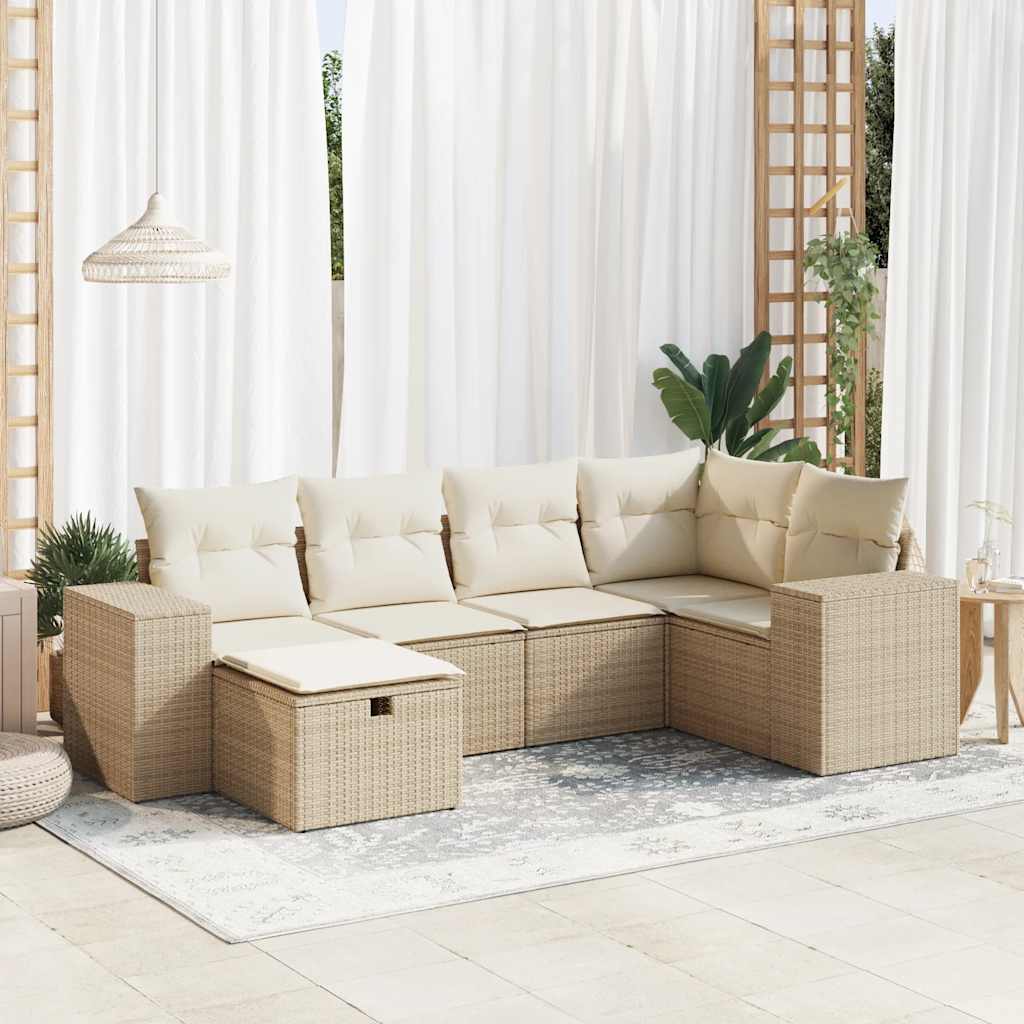 vidaXL Set canapele de grădină cu perne, 6 piese, bej, poliratan