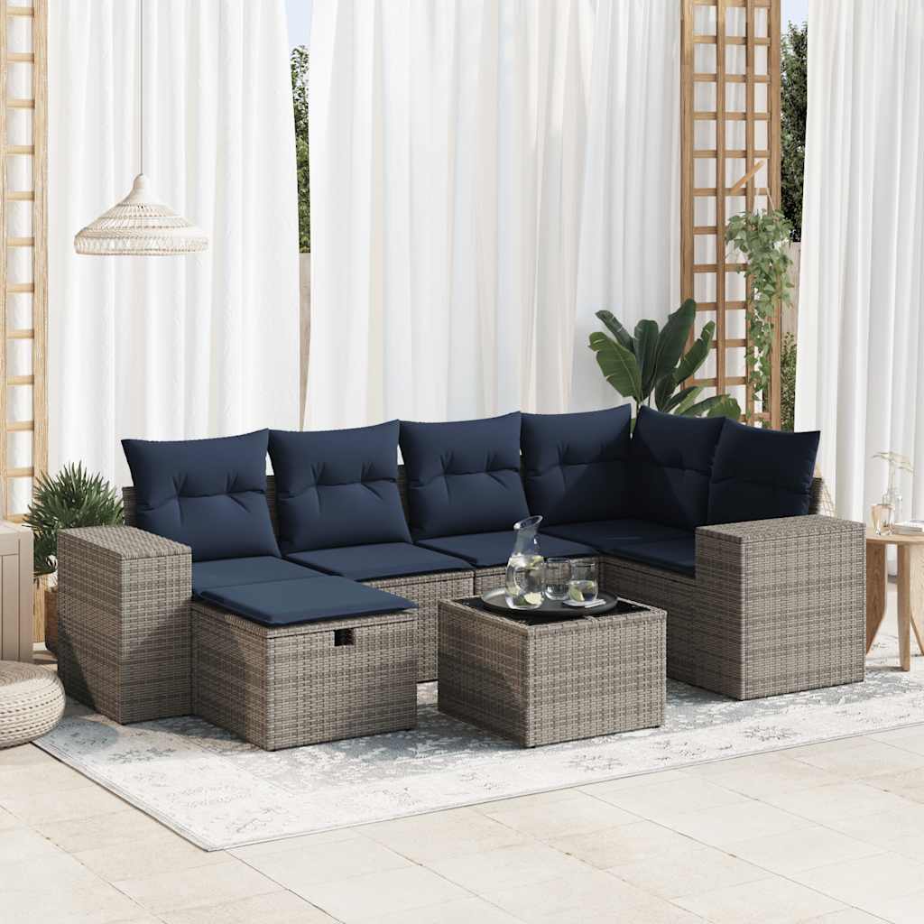 7-dijelni set vrtnih sofa sivi od poliratana