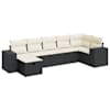 vidaXL 7-osaline aiadiivani komplekt patjadega, must, pol&uuml;rotang