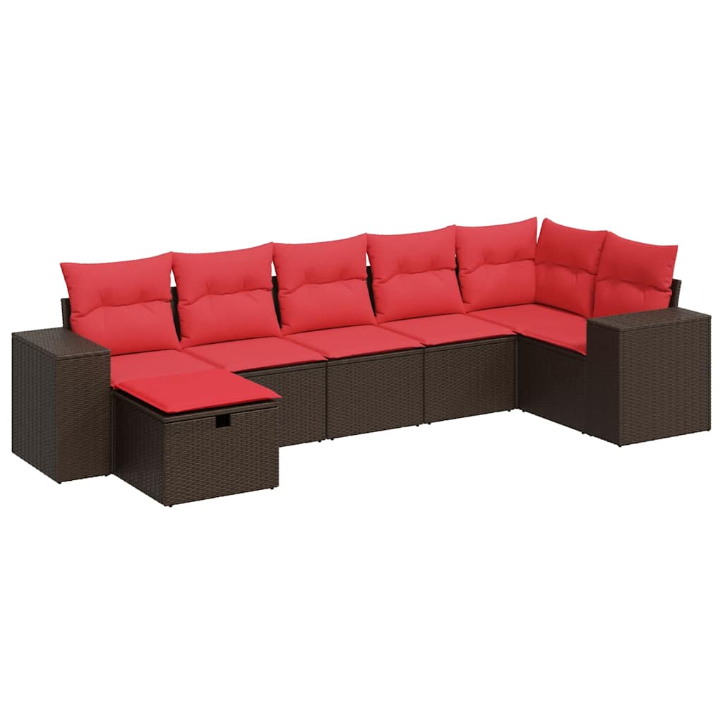 Thumbnail - vidaXL 7-tlg. Garten-Sofagarnitur mit Kissen Braun Poly Rattan