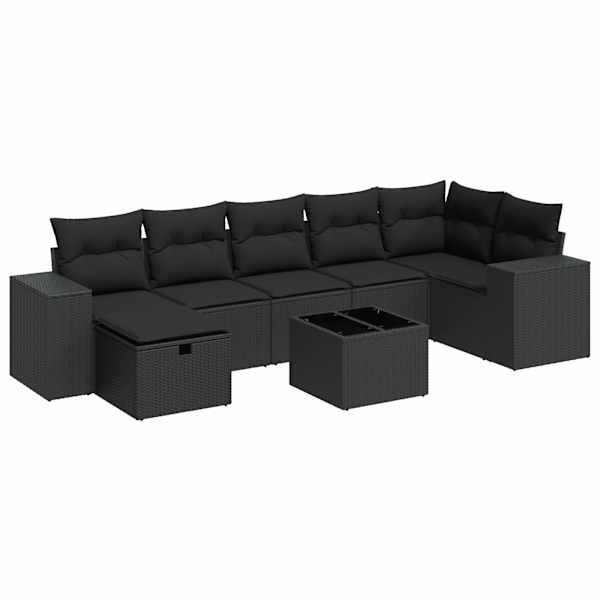 vidaXL 8-osaline aiadiivani komplekt patjadega, must, pol&uuml;rotang