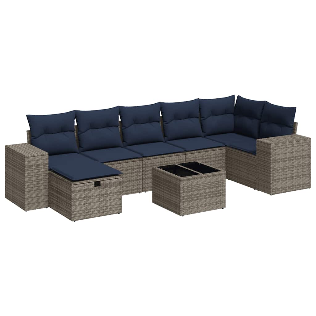 Thumbnail - vidaXL 8-tlg. Garten-Sofagarnitur mit Kissen Grau Poly Rattan