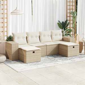 Vrtna sedežna garnitura 6-delna z blazinami bež poli ratan