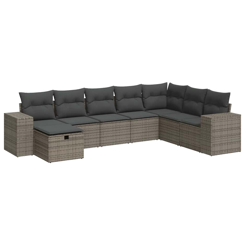 Thumbnail - vidaXL 8-tlg. Garten-Sofagarnitur mit Kissen Grau Poly Rattan