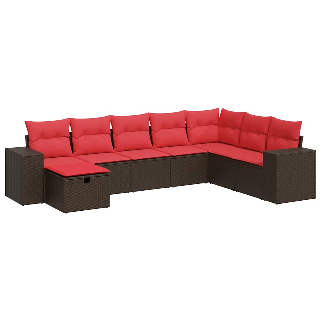 vidaXL 8dílná zahradní sedací souprava s poduškami hnědá polyratan
