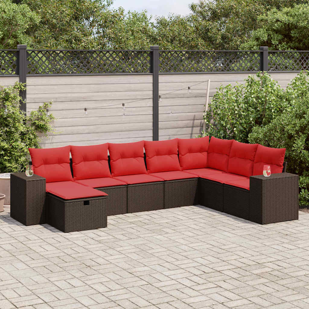 vidaXL Set canapele de grădină cu perne, 8 piese, maro, poliratan
