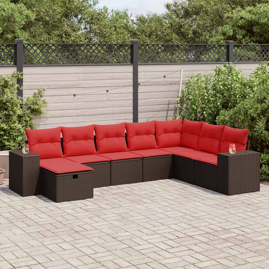 vidaXL Set canapele de grădină cu perne, 8 piese, maro, poliratan