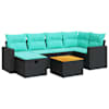 vidaXL 7-osaline aiadiivani komplekt patjadega, must, pol&uuml;rotang
