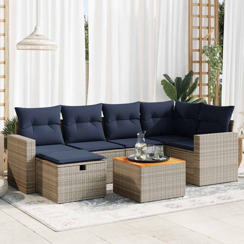 7-dijelni set vrtnih sofa sivi od poliratana