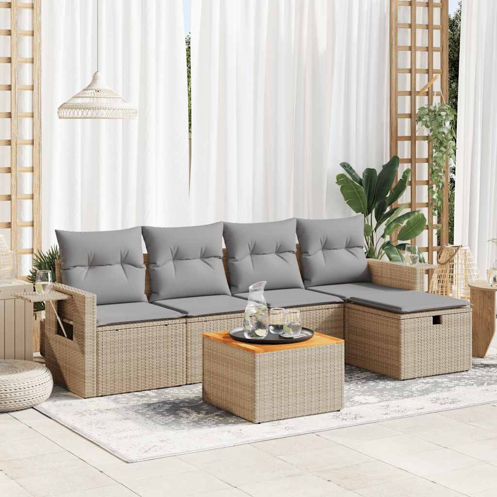 vidaXL Set canapele de grădină cu perne, 6 piese, bej, poliratan