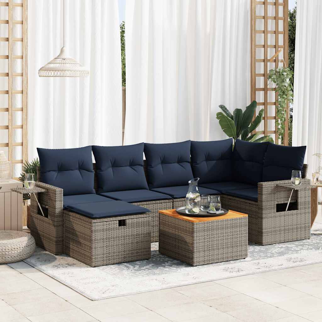 7-dijelni set vrtnih sofa sivi od poliratana
