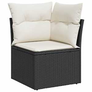 8dílná zahradní sedací souprava s poduškami černá polyratan - obrázek 4