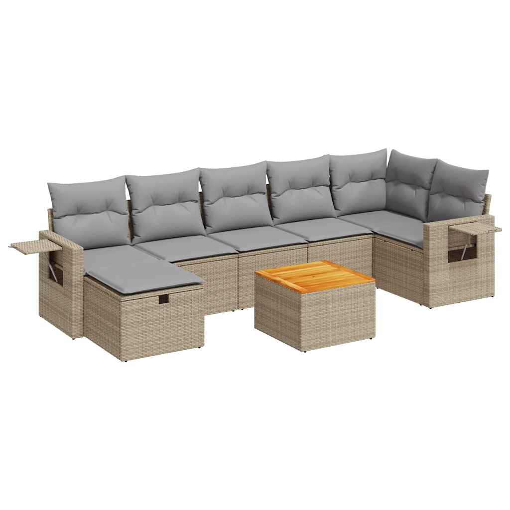 Thumbnail - vidaXL 8-tlg. Garten-Sofagarnitur mit Kissen Beige Poly Rattan