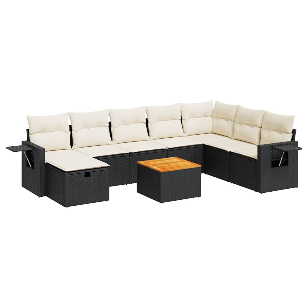 Thumbnail - vidaXL 9-tlg. Garten-Sofagarnitur mit Kissen Schwarz Poly Rattan
