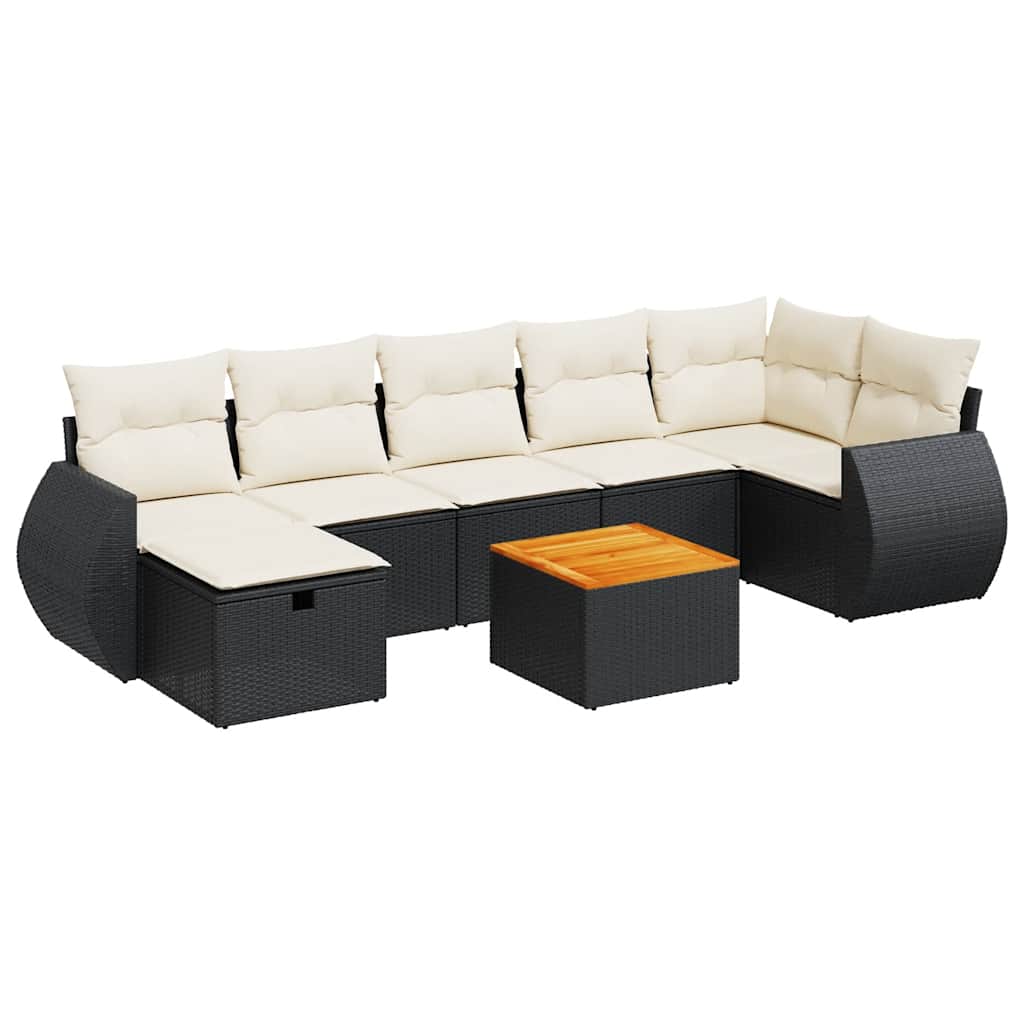 Thumbnail - vidaXL 8-tlg. Garten-Sofagarnitur mit Kissen Schwarz Poly Rattan