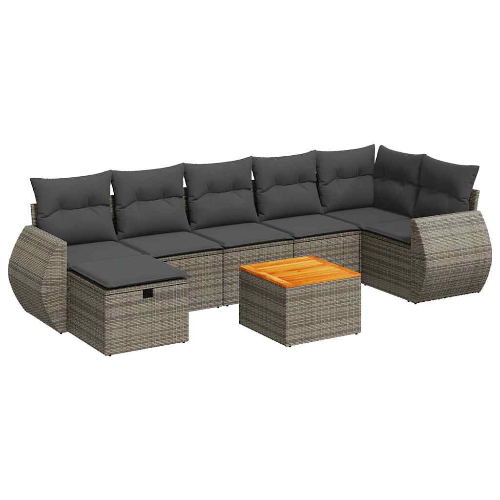 Thumbnail - vidaXL 8-tlg. Garten-Sofagarnitur mit Kissen Grau Poly Rattan