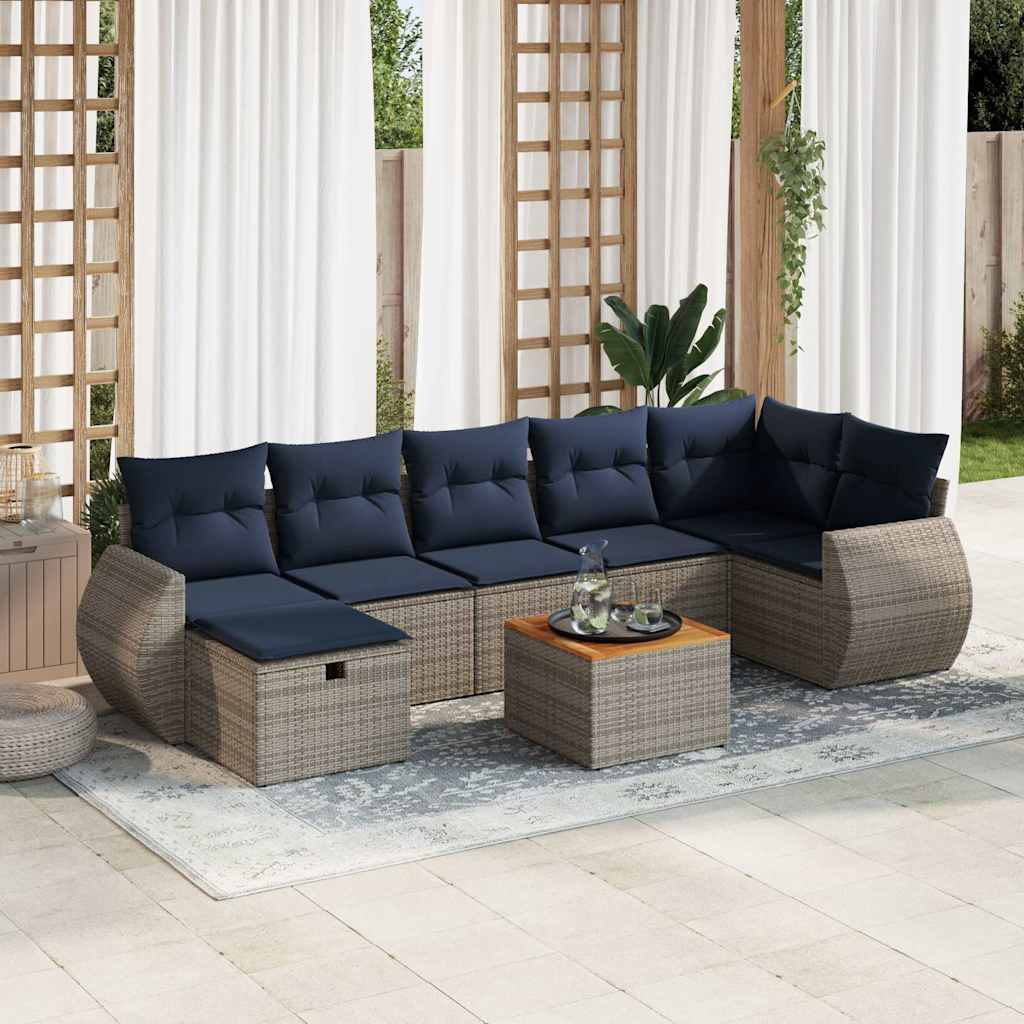 vidaXL Set canapele de grădină cu perne, 8 piese, gri, poliratan
