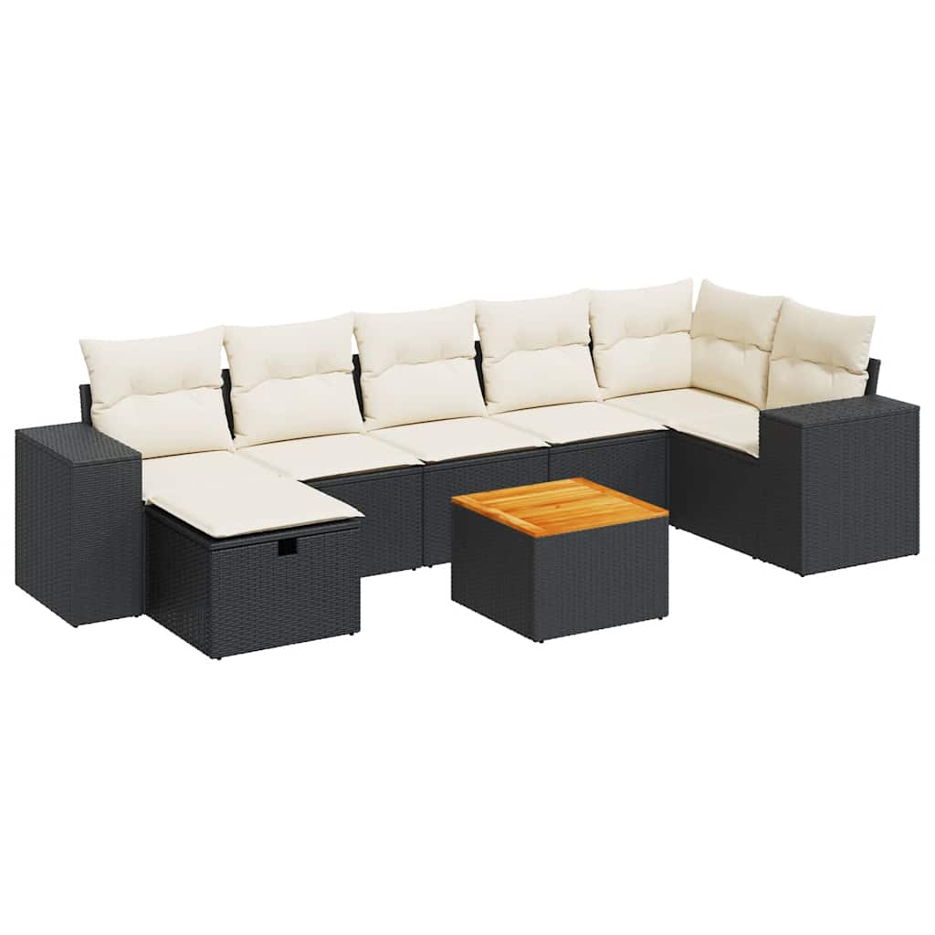 Thumbnail - vidaXL 8-tlg. Garten-Sofagarnitur mit Kissen Schwarz Poly Rattan