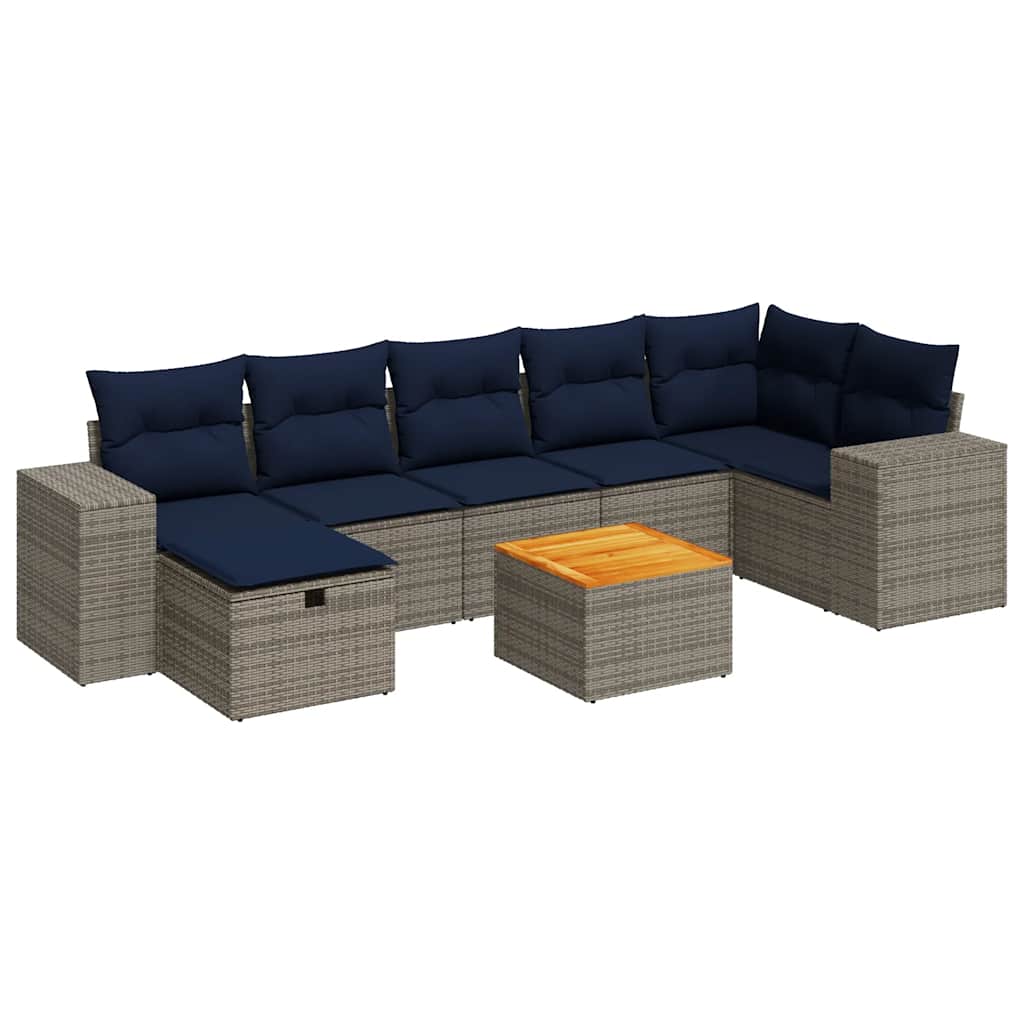 Thumbnail - vidaXL 8-tlg. Garten-Sofagarnitur mit Kissen Grau Poly Rattan