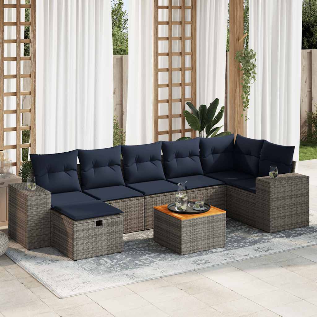 vidaXL Set canapele de grădină cu perne, 8 piese, gri, poliratan