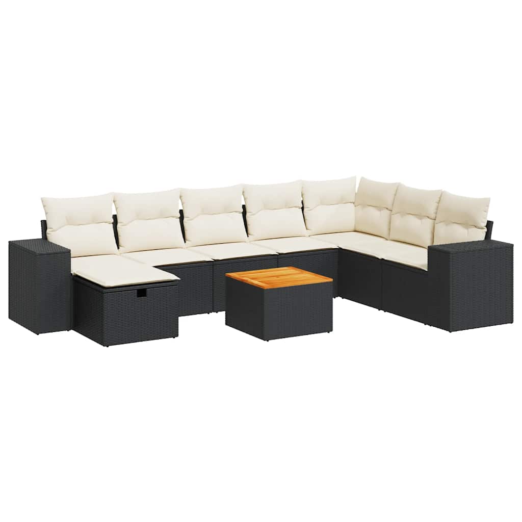 Thumbnail - vidaXL 9-tlg. Garten-Sofagarnitur mit Kissen Schwarz Poly Rattan