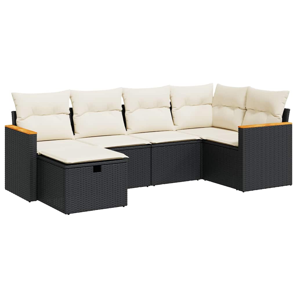 Thumbnail - vidaXL 6-tlg. Garten-Sofagarnitur mit Kissen Schwarz Poly Rattan