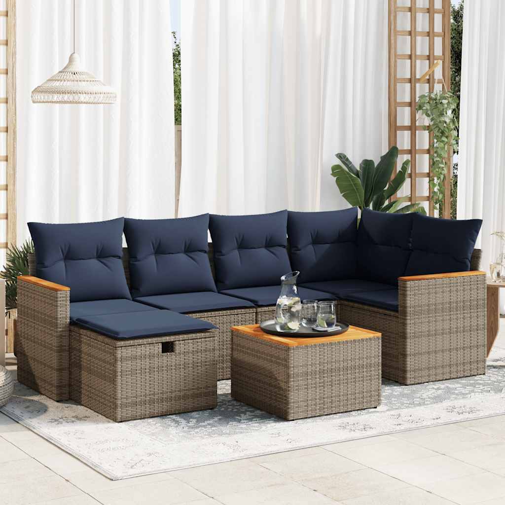 7-dijelni set vrtnih sofa sivi od poliratana