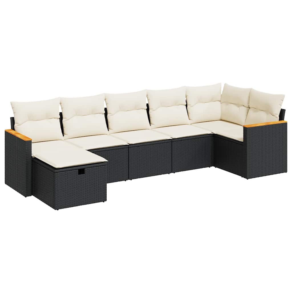 vidaXL 7-dijelni set vrtnih sofa od poliratana s jastucima crni-image-3325927