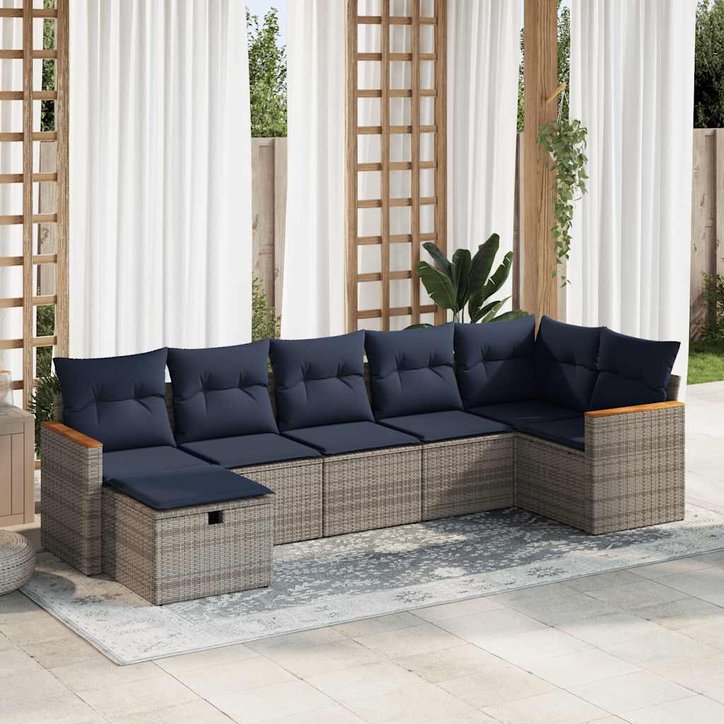 7-dijelni set vrtnih sofa sivi od poliratana