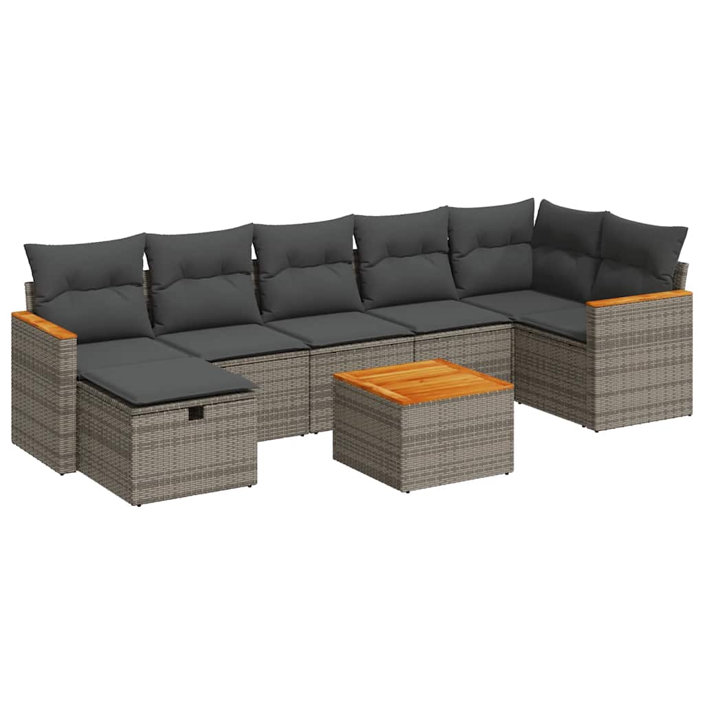 Thumbnail - vidaXL 8-tlg. Garten-Sofagarnitur mit Kissen Grau Poly Rattan
