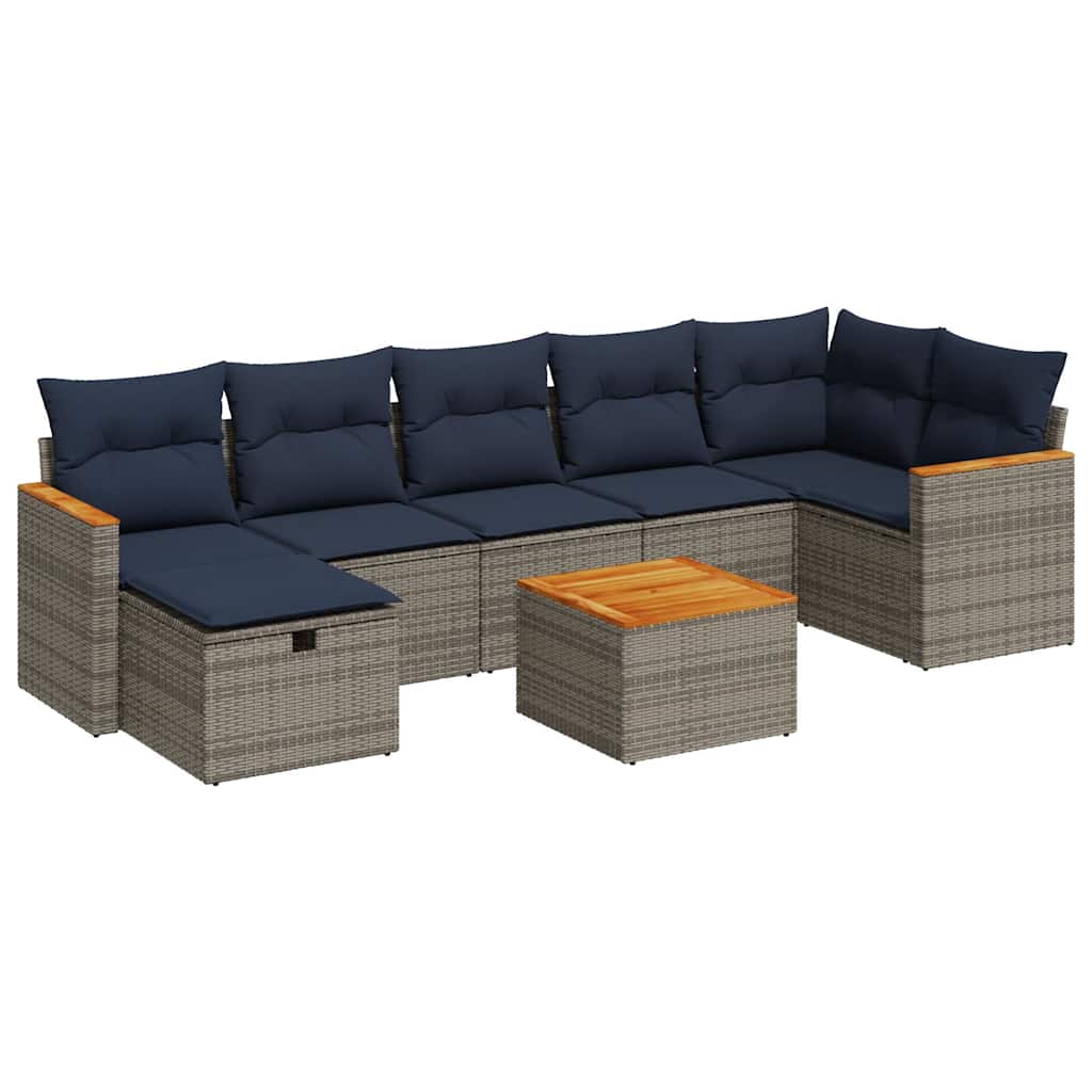 Thumbnail - vidaXL 8-tlg. Garten-Sofagarnitur mit Kissen Grau Poly Rattan