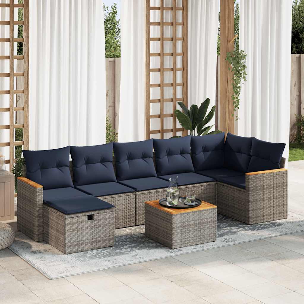 vidaXL Set canapele de grădină cu perne, 8 piese, gri, poliratan