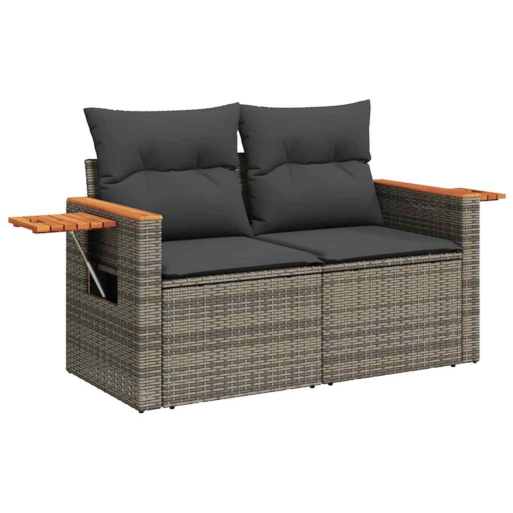 vidaXL 4-delige Loungeset met kussens poly rattan grijs